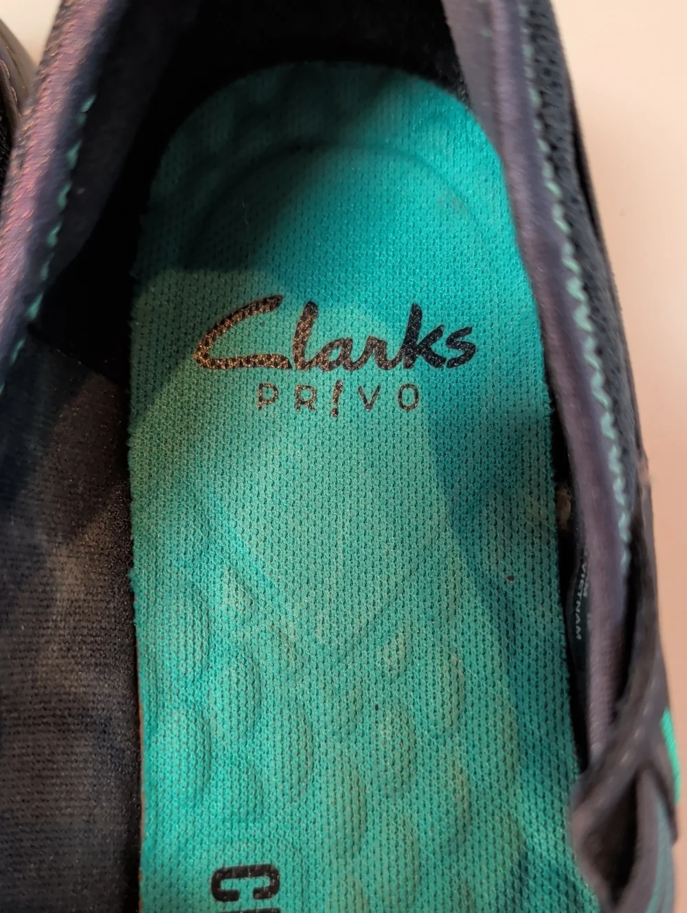 Clarks, Aria, Navy Leather Mary Jane Flats.
